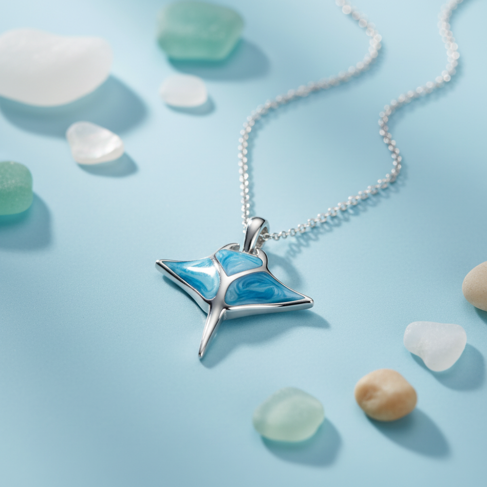 🌊 Manta-Ray-Halskette – Elegante Meeres-Atmosphäre