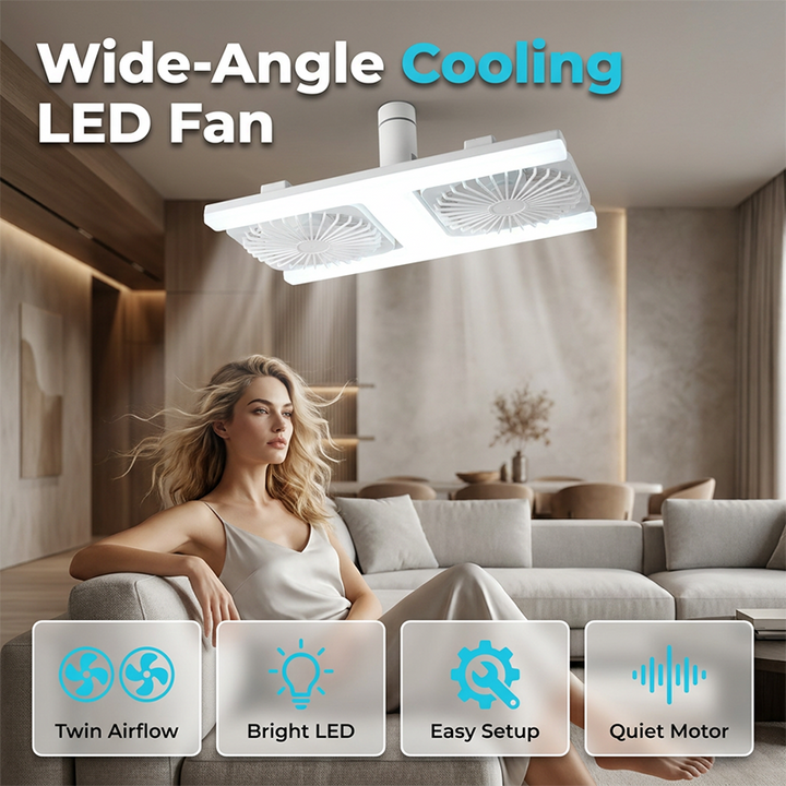 Deckenventilator mit Doppelkopf und LED-Beleuchtung – modernes Design mit Fernbedienung für das Wohnzimmer und das Schlafzimmer