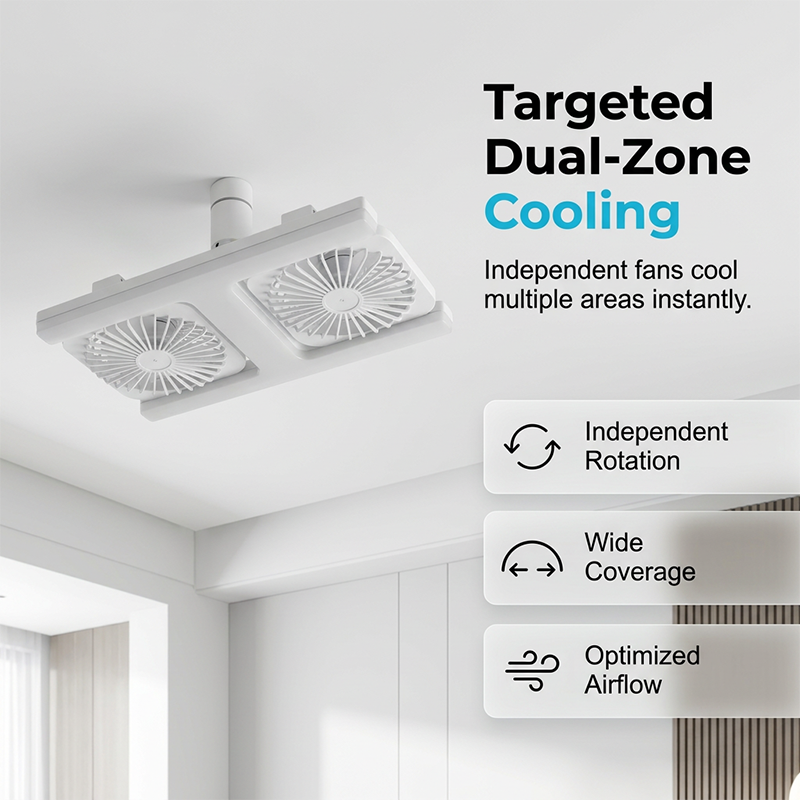 Deckenventilator mit Doppelkopf und LED-Beleuchtung – modernes Design mit Fernbedienung für das Wohnzimmer und das Schlafzimmer