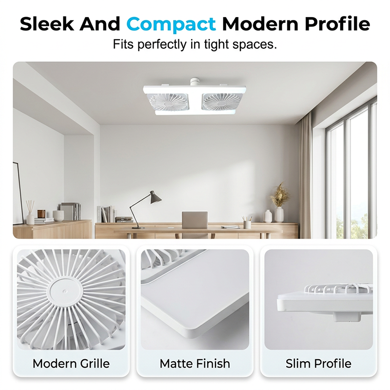 Deckenventilator mit Doppelkopf und LED-Beleuchtung – modernes Design mit Fernbedienung für das Wohnzimmer und das Schlafzimmer