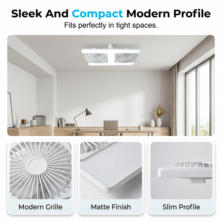 Deckenventilator mit Doppelkopf und LED-Beleuchtung – modernes Design mit Fernbedienung für das Wohnzimmer und das Schlafzimmer